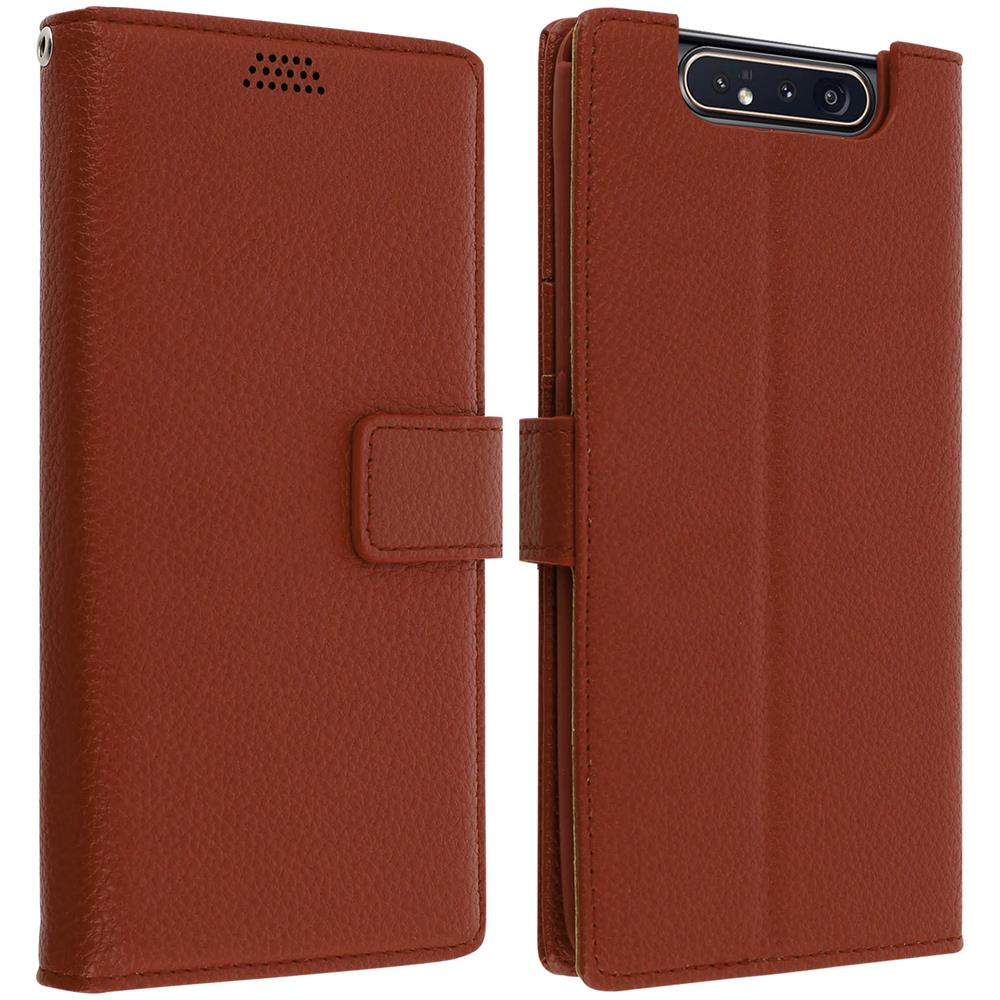 Custodia Galaxy A80 Portafoglio Supporto Video Cover Soft Touch - Marrone - Foto 1