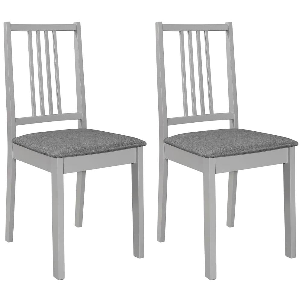 Sedie Da Pranzo Con Cuscini 2 Pz Grigie In Legno Massello - Foto 1