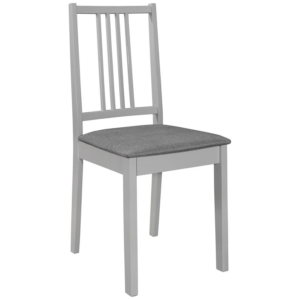 Sedie Da Pranzo Con Cuscini 2 Pz Grigie In Legno Massello - Foto 2