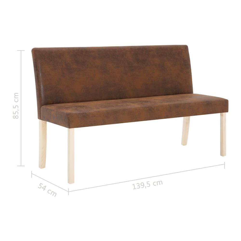 Panca 139,5 Cm Marrone In Pelle Scamosciata Artificiale - Foto 11