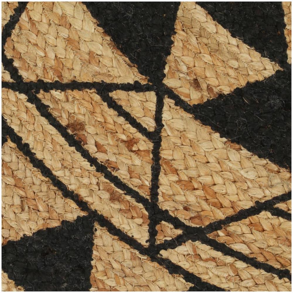 Tappeto Lavorato A Mano In Juta Con Stampa Nera 150 Cm - Foto 2