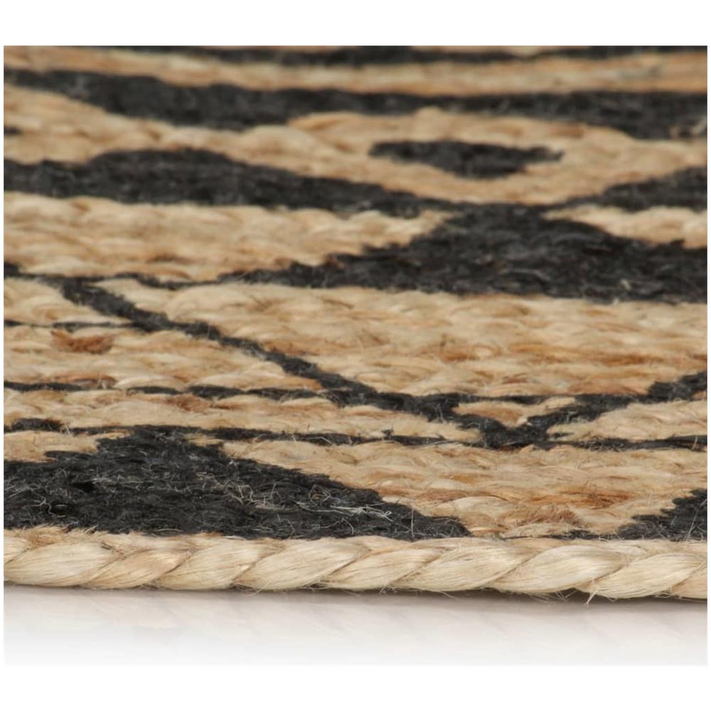 Tappeto Lavorato A Mano In Juta Con Stampa Nera 150 Cm - Foto 5