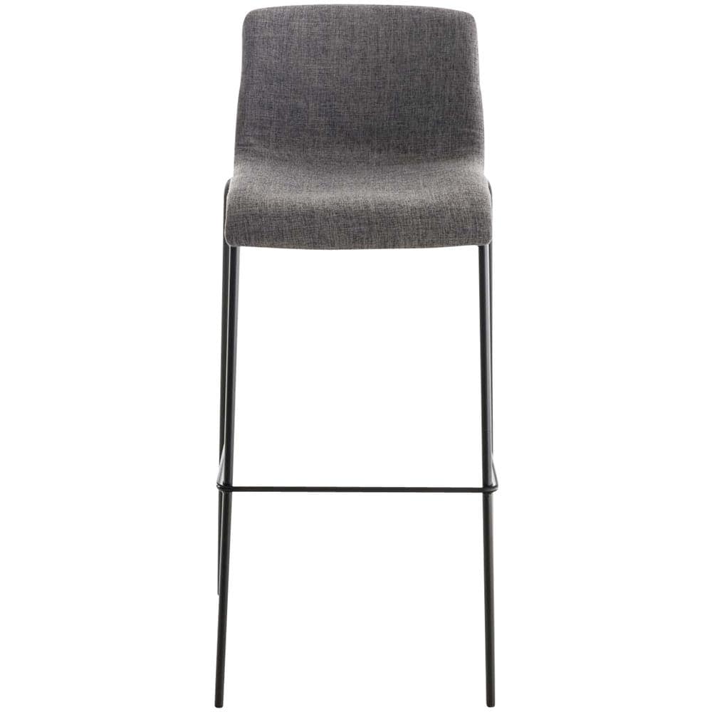 Sgabello Bar Hoover in Tessuto I Sgabello Alto Design 4 Gambe in Metallo I Sedia Sgabello Impilabile con Schienale I Sgabello Bancone H 76 CM Grigio Chiaro Base Nero - Foto 2