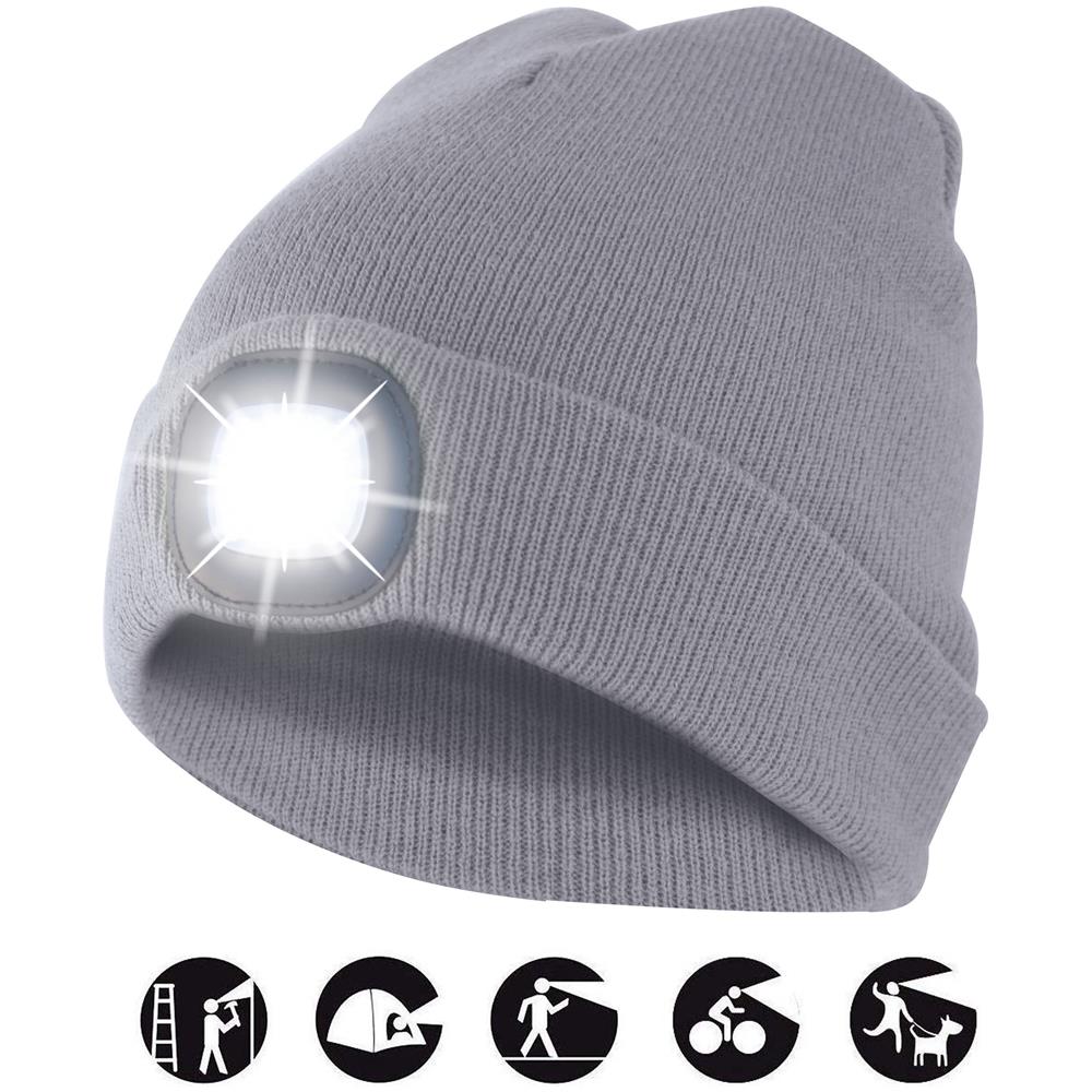 Capellino Con Luce Frontale Torcia Led Ricaricabile Grigio Chiaro - Foto 1