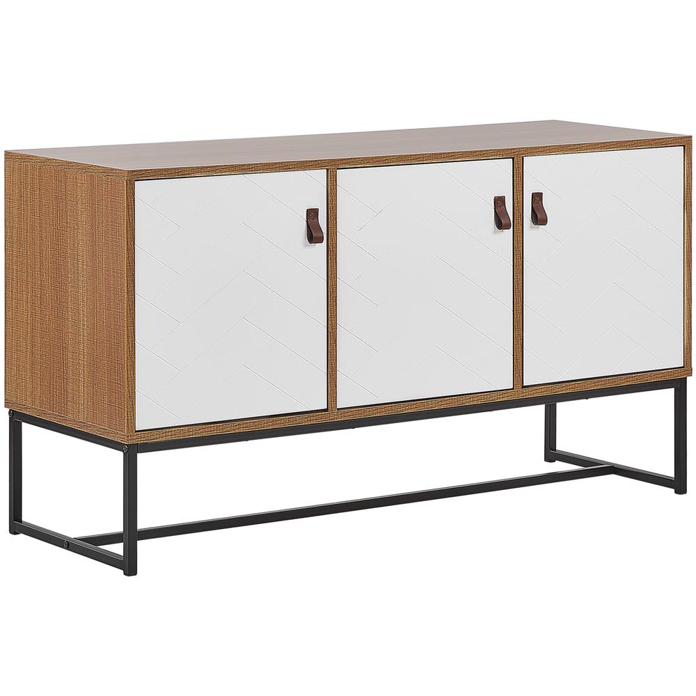 Credenza A 3 Ante In Legno Chiaro E Bianco Nueva - Foto 1