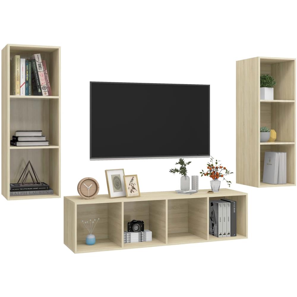 Set Porta TV 3 pz Rovere Sonoma in Truciolato - Foto 2