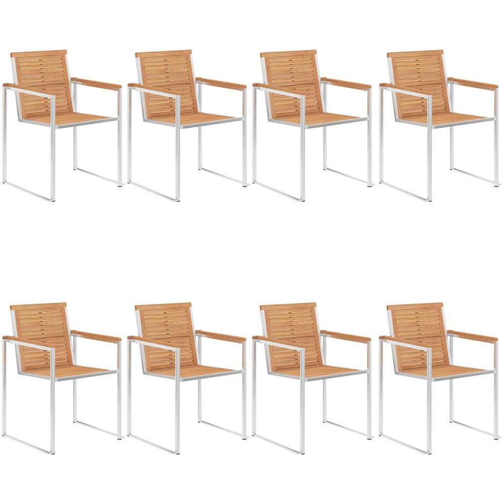 Sedie Da Giardino Con Cuscini 8 Pz In Legno Massello Di Teak - Foto 3