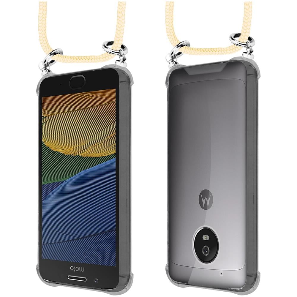 Catena Di Telefoni Cellulari Compatibile Con Motorola Moto G5 In Crema Beige - Coperchio Protettivo In Silicone Con Anelli D'argento, Cinturino In Corda E Custodia Staccabile - Foto 8