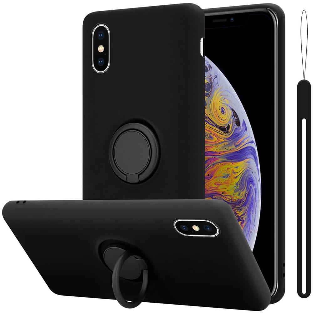 Cadorabo Custodia Compatibile Con Apple Iphone Xs Max In Liquid Nero - Coperchio Protettivo In Silicone Tpu Flessibile Con Anello - Foto 1