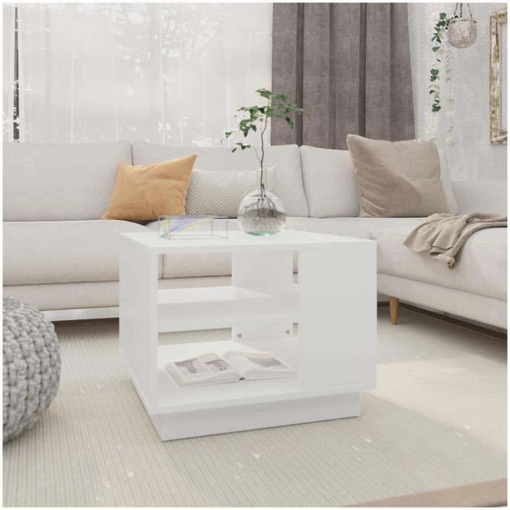 Tavolino da Salotto Bianco 55x55x43 cm in Truciolato - Foto 1