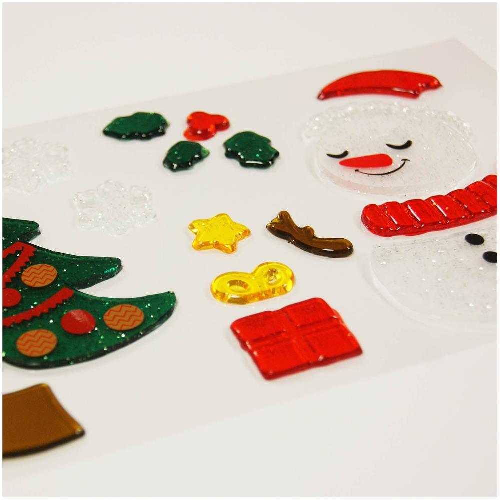 Adesivi Natalizi In Gel Per Finestre - Renna E Pupazzo Di Neve - Foto 1