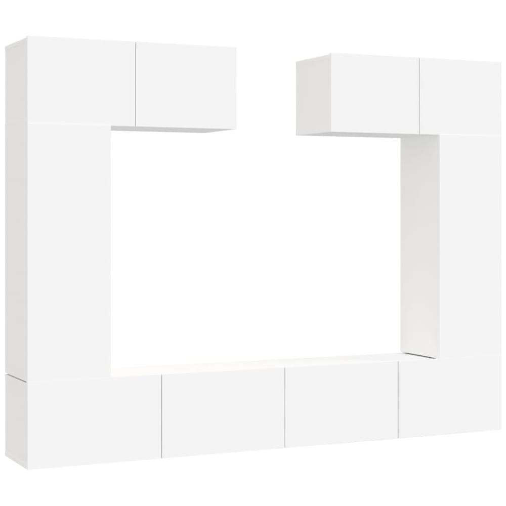 Set Di Mobili Porta Tv 6 Pz Bianco In Legno Multistrato - Foto 2