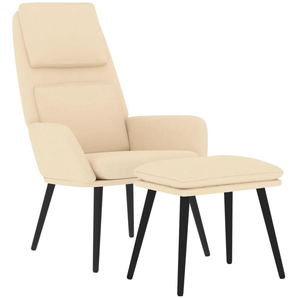 Poltrona Relax Con Poggiapiedi Crema In Tessuto - Foto 3