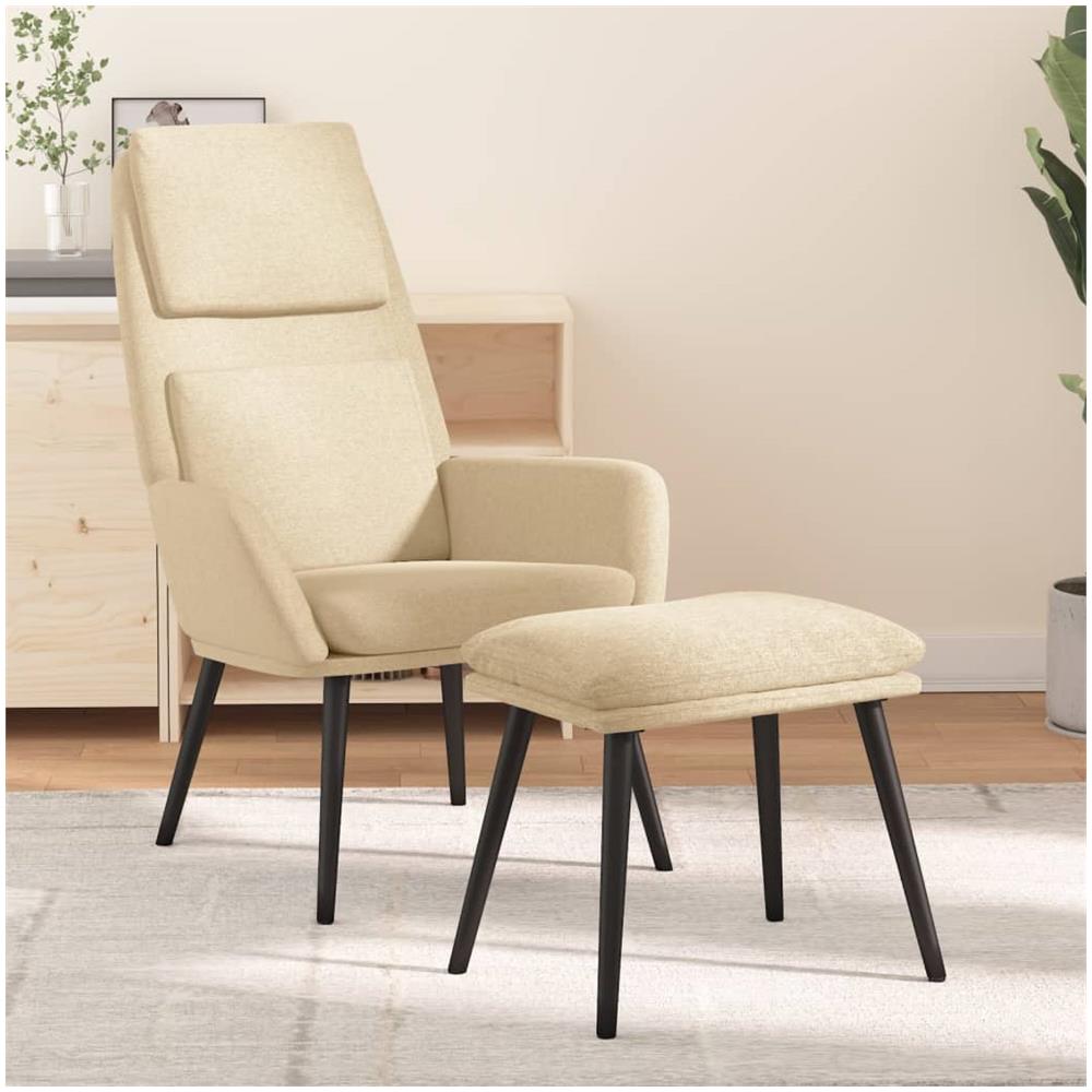 Poltrona Relax Con Poggiapiedi Crema In Tessuto - Foto 1