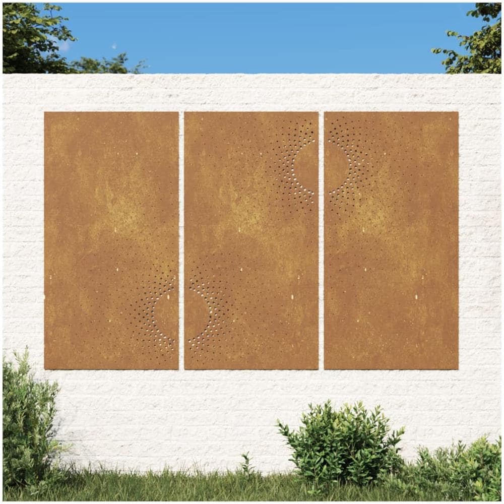 Decorazioni Muro Da Giardino 3 Pz 105x55 Cm Sole Acciaio Corten - Foto 1
