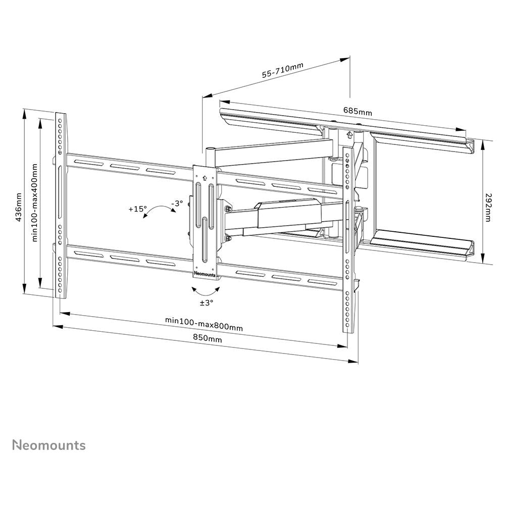 WL40-550BL18 Supporto a Parete Full Motion per Schermi da 43 a 75" Colore Nero - Foto 9
