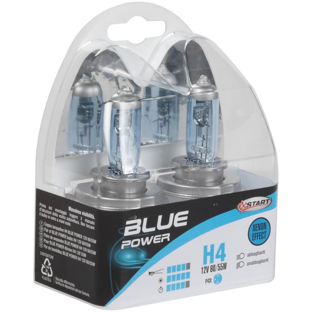 H4 Blue Power Coppia Di Lampadine Xenon Per Luci Auto 12v 60/55w P43t - Foto 2