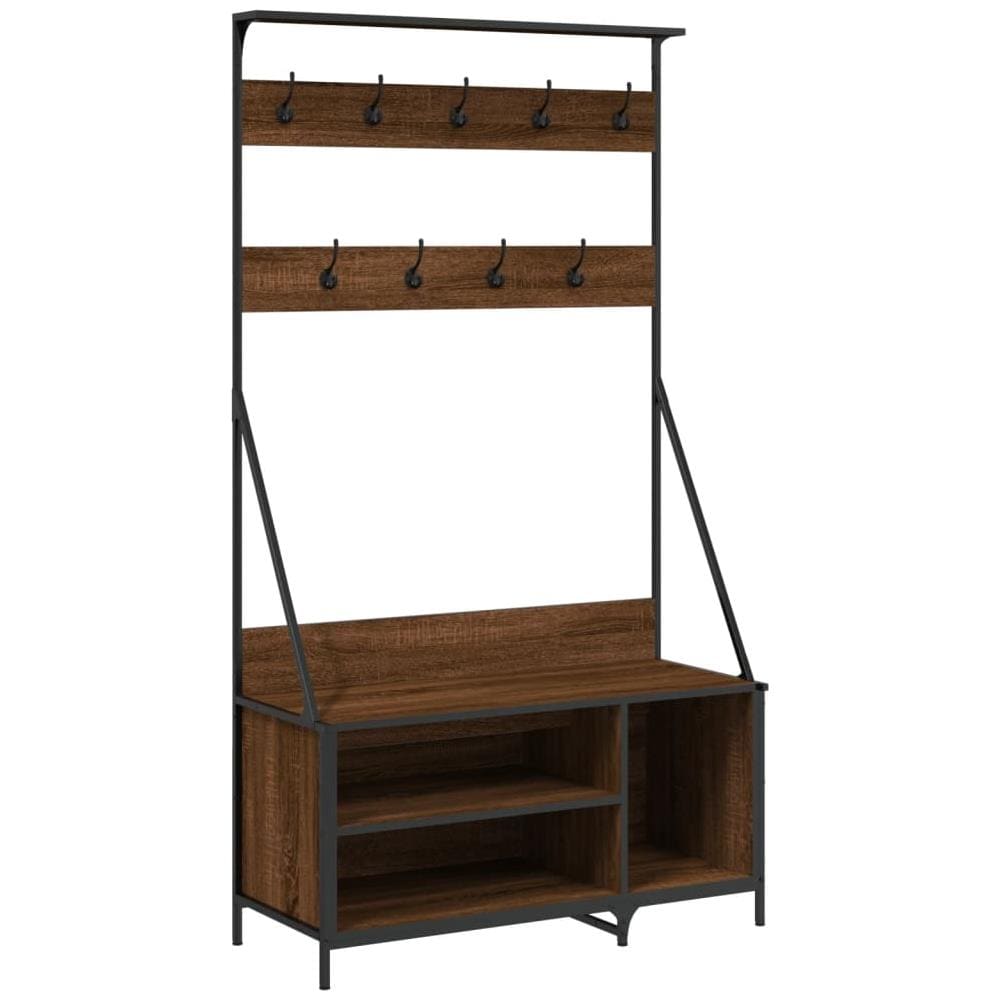 Appendiabiti Con Porta Scarpe Rovere Marrone 100x41x184 Cm - Foto 2