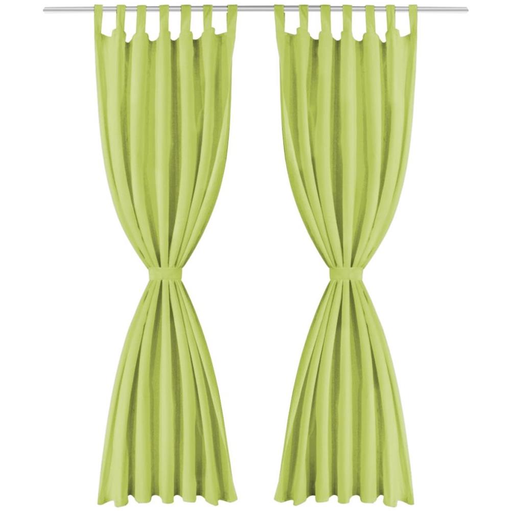 2 Pz Tende In Micro Raso Con Passanti 140x225 Cm Verdi - Foto 2