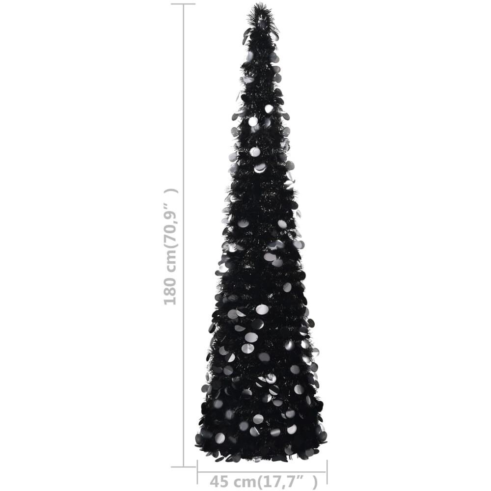 Albero di Natale Artificiale Apribile Nero 180 cm PET - Foto 6