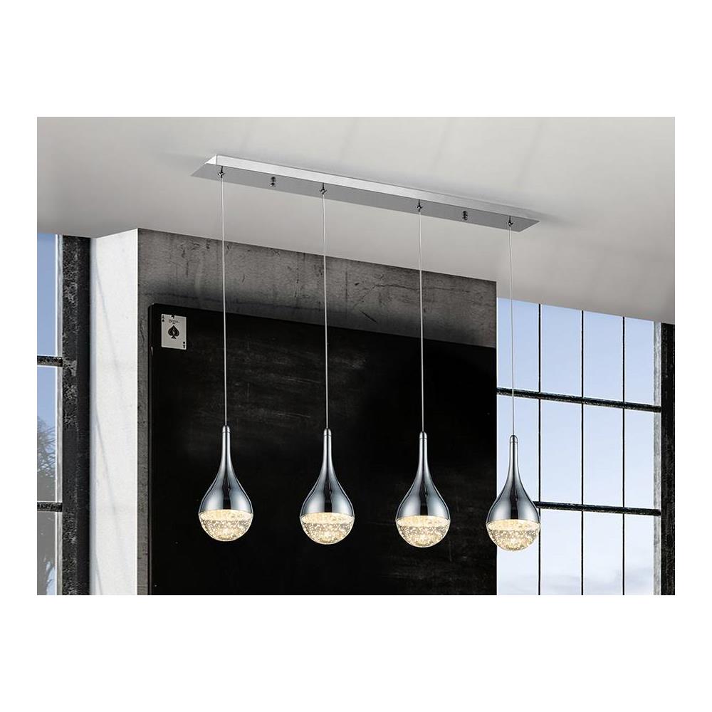 Sospensione A Soffitto Con Barra Di Cristallo A Led Integrata, Effetto Bolla Cromata - Foto 1