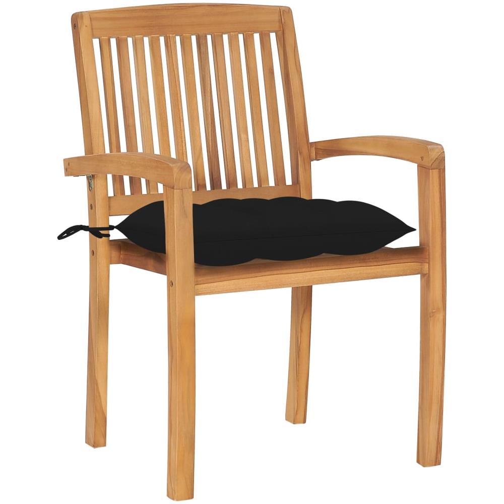 Sedie Da Giardino Impilabili Con Cuscini 6 Pz Massello Di Teak - Foto 2