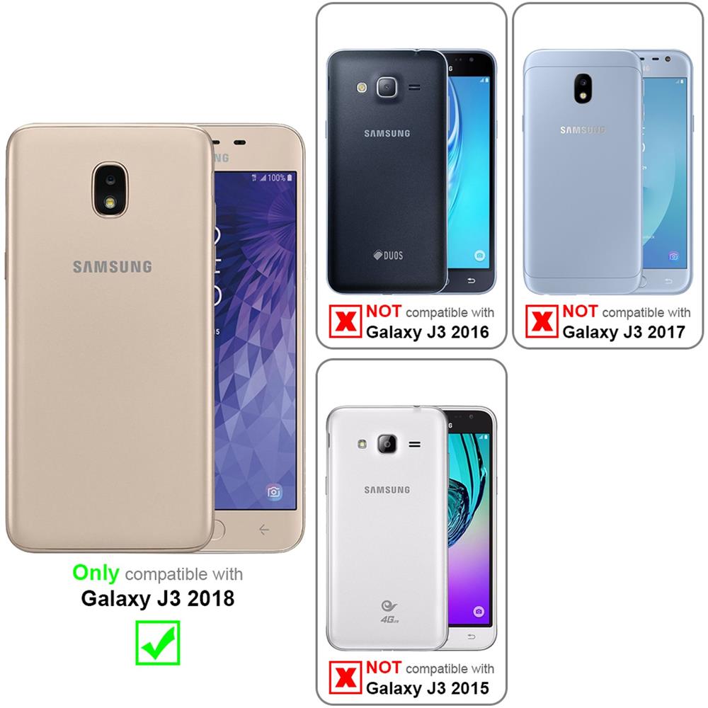3x Pellicola Armatura A Schermo Intero Compatibile Con Samsung Galaxy J3 2018 In Trasparente Con Bianco - 3x Vetro Temperato (tempered) Di Protezione Del Display In Durezza 9h Con 3d Touch - Foto 2