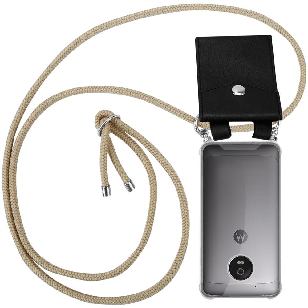 Catena Di Telefoni Cellulari Compatibile Con Motorola Moto G5 In Marrone Brillante - Coperchio Protettivo In Silicone Con Anelli D'argento, Cinturino In Corda E Custodia Staccabile - Foto 1