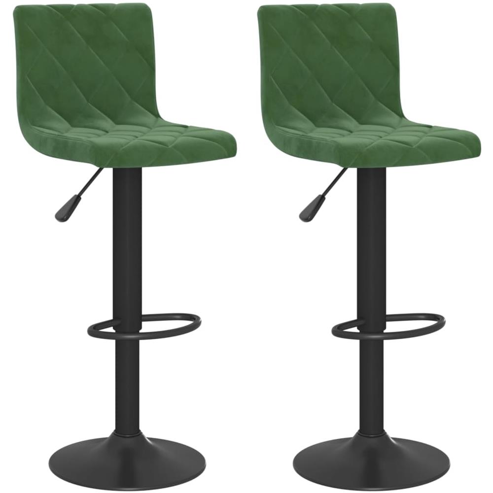 Sgabelli Da Bar 2 Pz Verde Scuro In Velluto - Foto 2