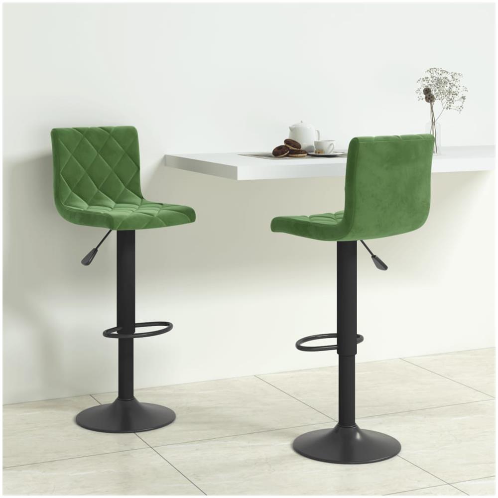 Sgabelli Da Bar 2 Pz Verde Scuro In Velluto - Foto 1