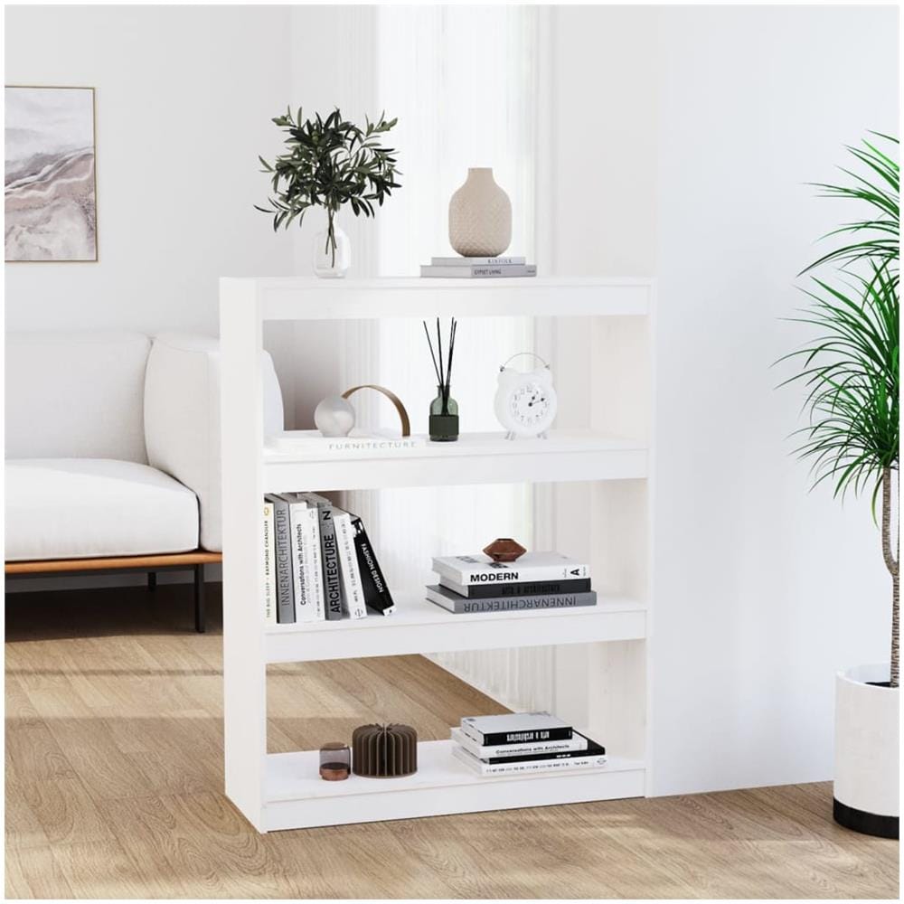 Libreria / divisorio Bianco 80x30x103,5 Cm In Massello Di Pino - Foto 1