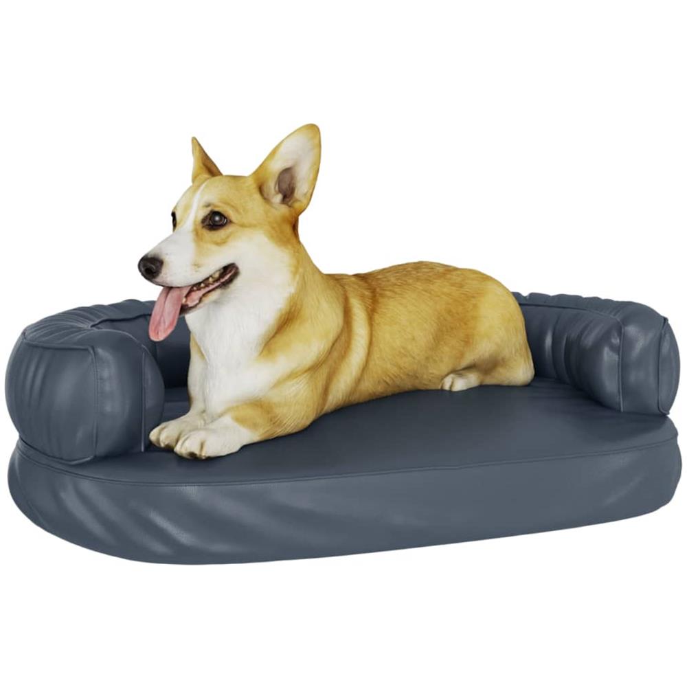 Letto Cani Ergonomico Gommapiuma Blu Scuro 75x53 Cm Similpelle - Foto 2
