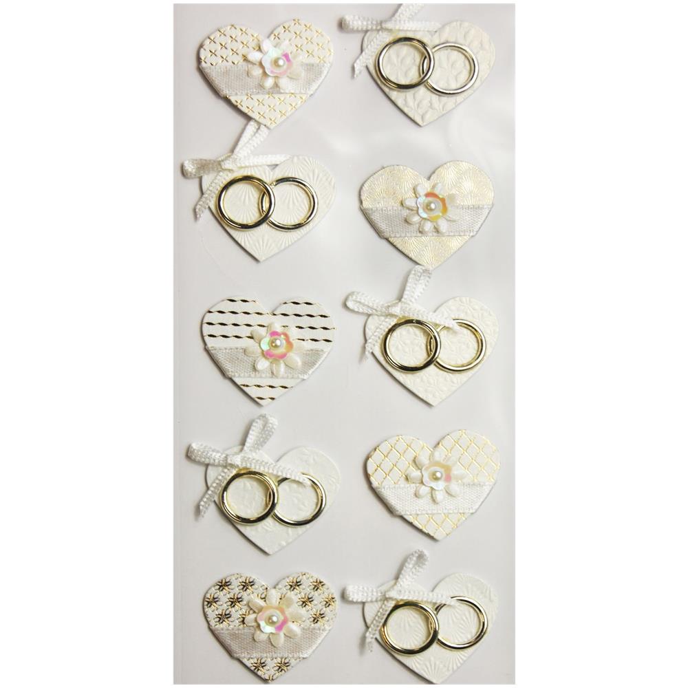 10 Adesivi 3d - Cuori Nuziali - Fedi Nuziali - Foto 1