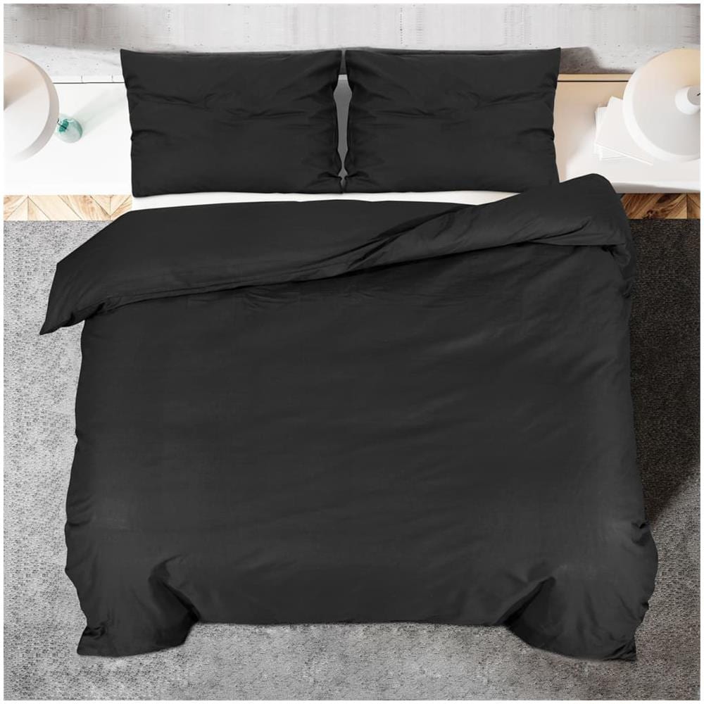 Set Copripiumino Nero 140x200 Cm In Microfibra Leggera - Foto 7