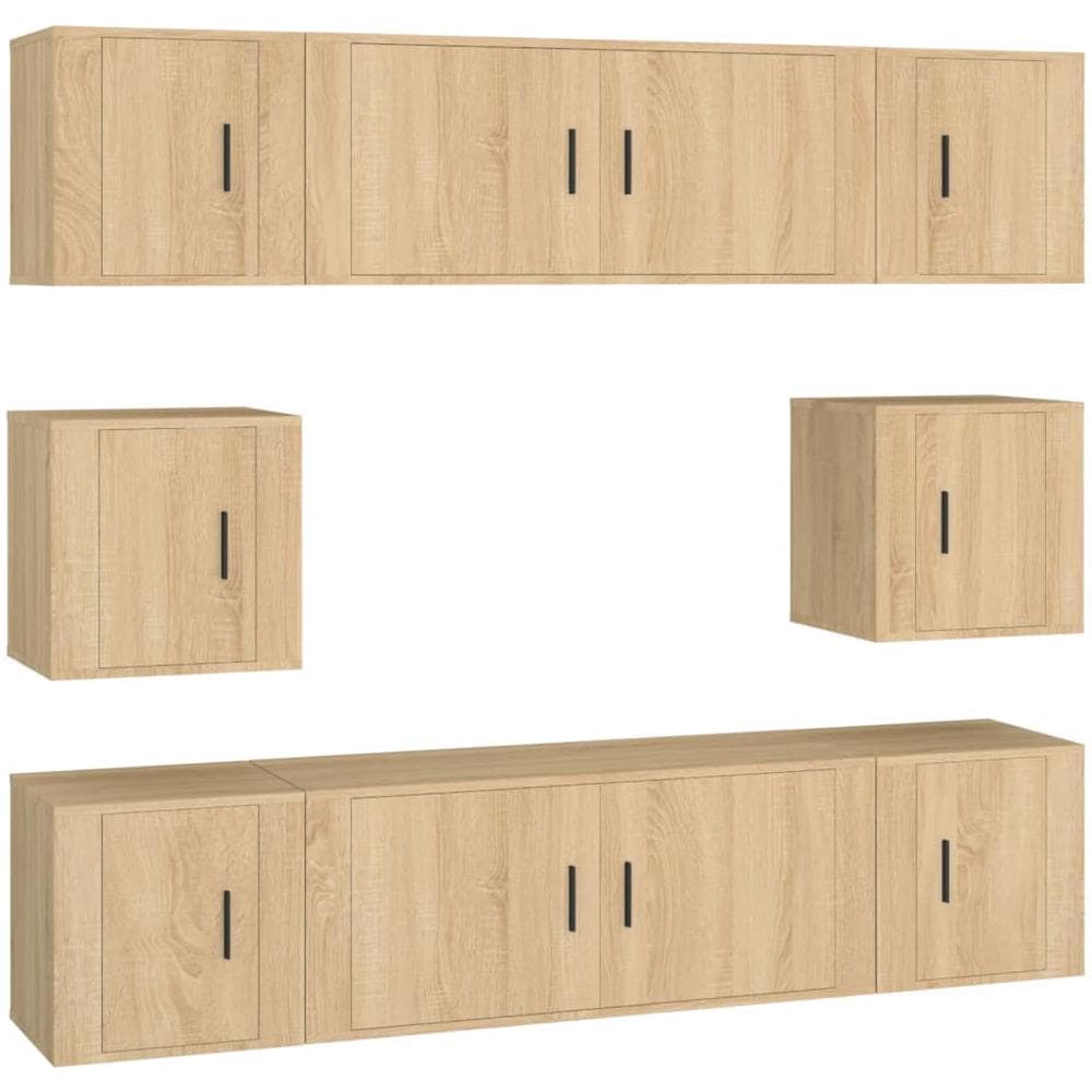 Set Mobili Porta Tv 8pz Rovere Sonoma In Legno Multistrato - Foto 2