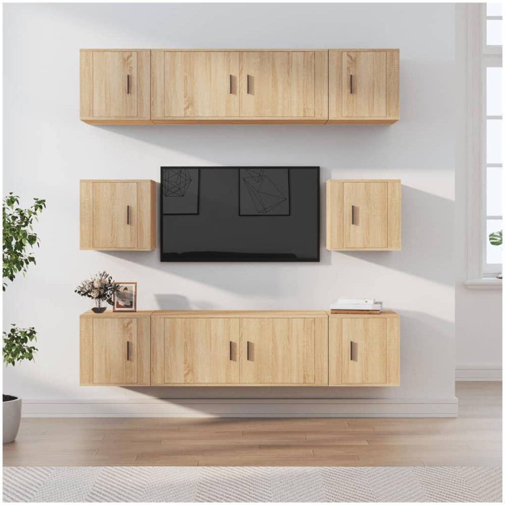 Set Mobili Porta Tv 8pz Rovere Sonoma In Legno Multistrato - Foto 1