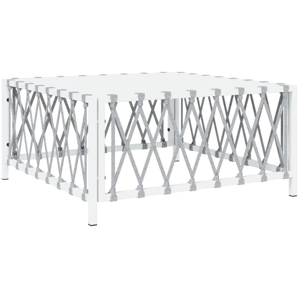 Tavolo da Giardino Bianco 70x70x34 cm in Tessuto Intrecciato - Foto 2