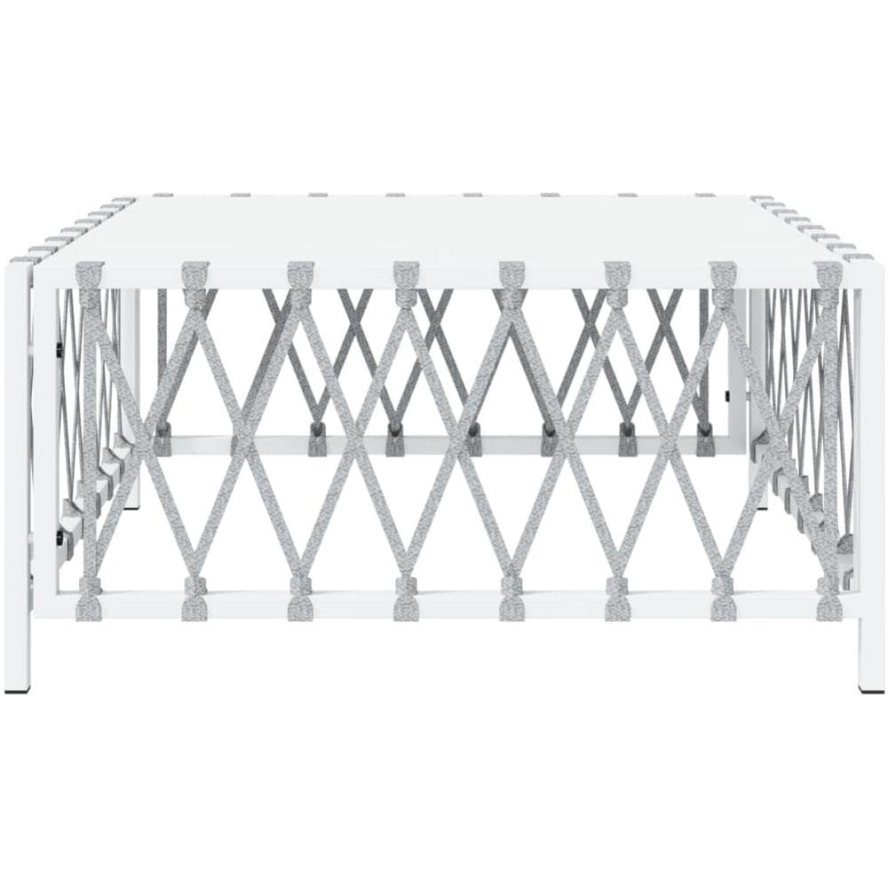 Tavolo da Giardino Bianco 70x70x34 cm in Tessuto Intrecciato - Foto 3