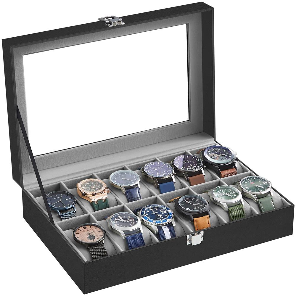 WATCH BOX 12 Porta orologi con fodera in velluto nero - Foto 2