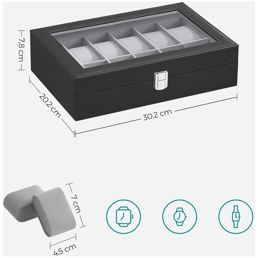WATCH BOX 12 Porta orologi con fodera in velluto nero - Foto 7