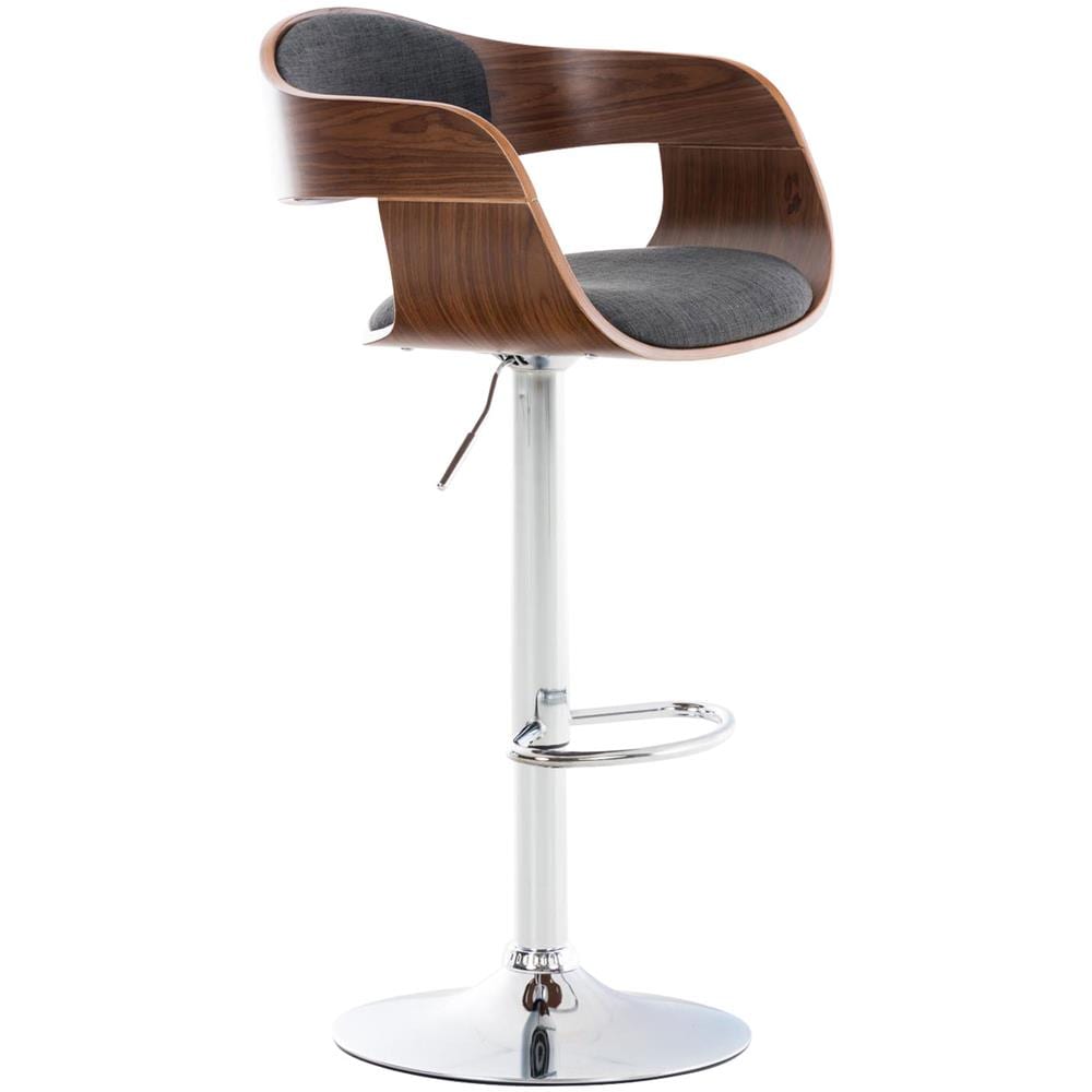 Sgabello rétro Kingston con Braccioli - Sgabello Bar Girevole 360° in Tessuto e Legno I Sgabello Alto Bancone Regolabile 63 - 77 cm Noce / Grigio Scuro - Foto 1