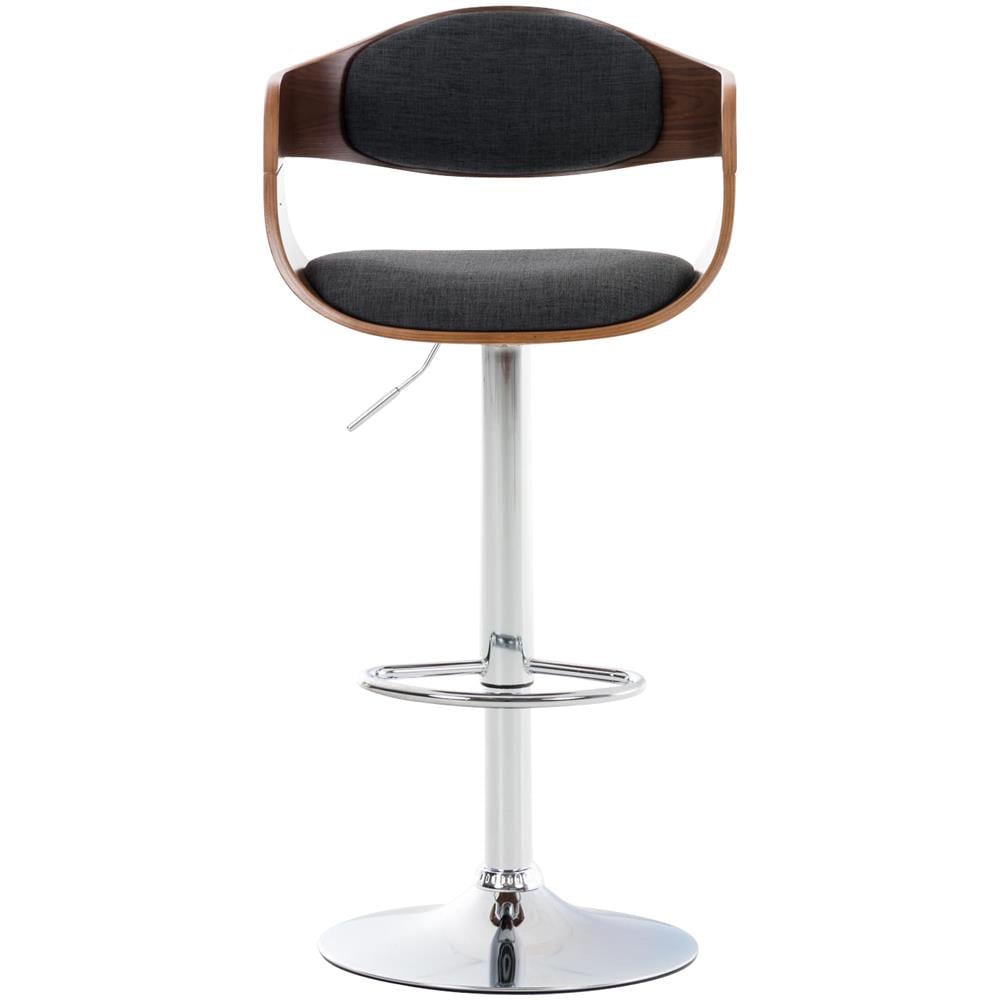Sgabello rétro Kingston con Braccioli - Sgabello Bar Girevole 360° in Tessuto e Legno I Sgabello Alto Bancone Regolabile 63 - 77 cm Noce / Grigio Scuro - Foto 2