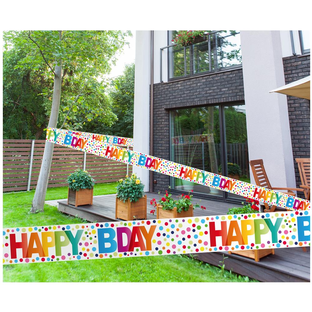 Folat Bv - Banner Happy Birthday Pois Multicolor 15 M - Foto 1