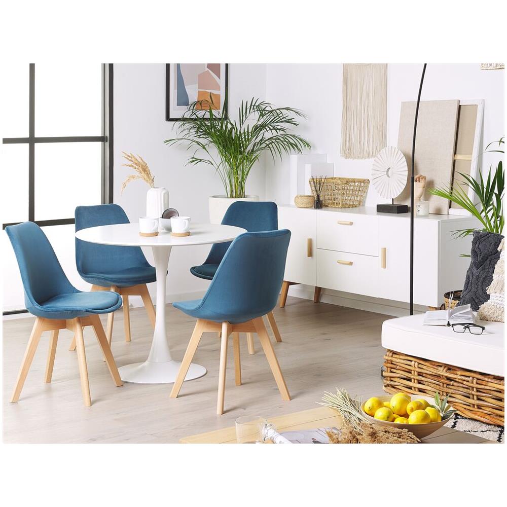 Set Di 2 Sedie Da Pranzo In Velluto Blu Dakota Ii - Foto 2