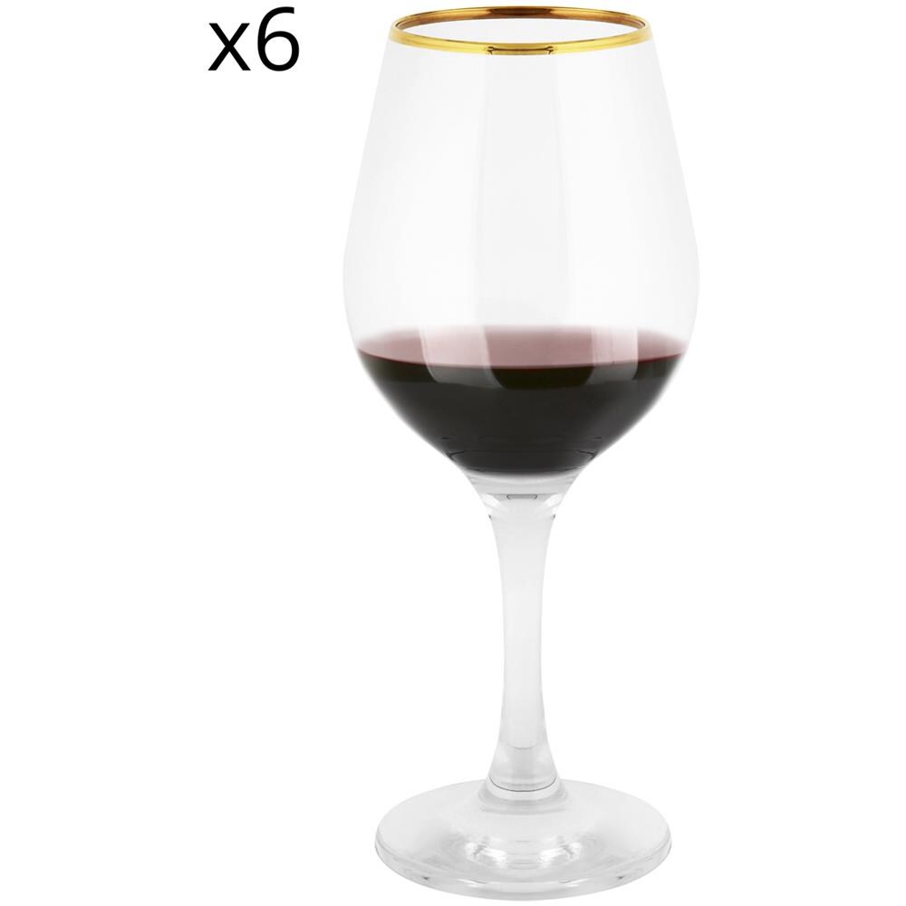 Set Calici Vino Amber Bordo Oro In Vetro, 6 Pezzi Trasparente - Foto 11