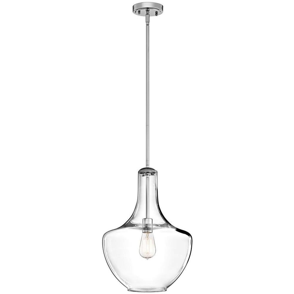 Lampadario A Sospensione A Cupola Media 1 Luce Cromo, E27 - Foto 1