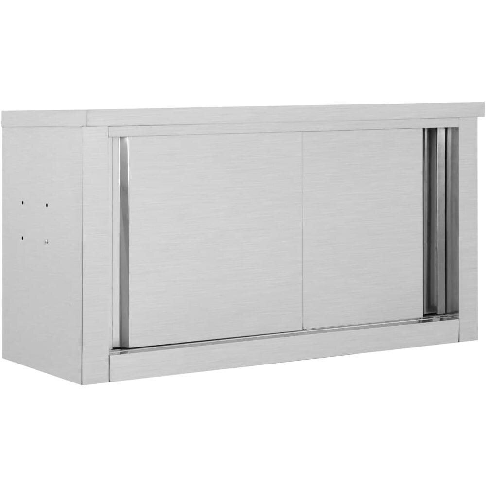 Armadio da Cucina con Ante Scorrevoli 90x40x50cm Acciaio Inox - Foto 1
