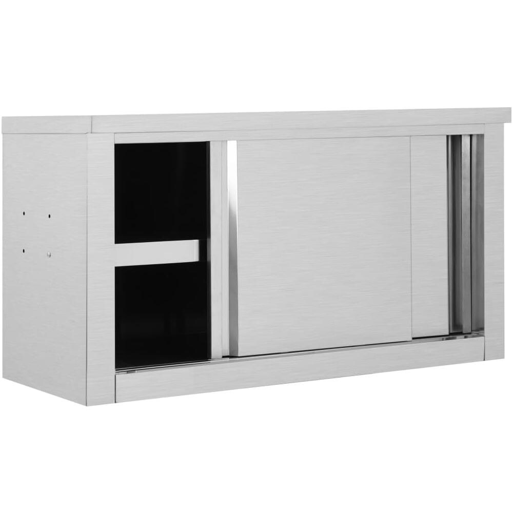 Armadio da Cucina con Ante Scorrevoli 90x40x50cm Acciaio Inox - Foto 3