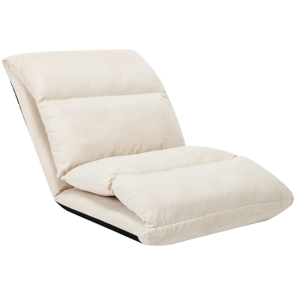 Sedia a Sdraio da Terra Pieghevole Crema in Microfibra - Foto 2