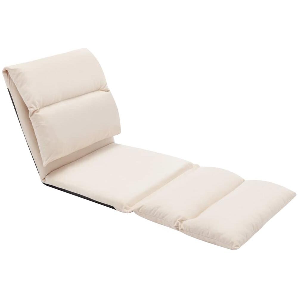 Sedia a Sdraio da Terra Pieghevole Crema in Microfibra - Foto 3